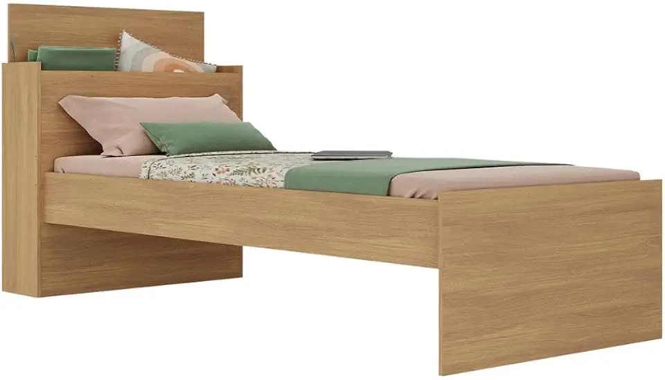 Cama de Solteiro para Colchão 188 x 78cm com Baú Embutido Multimóveis Mp4229 Branco - Rustic