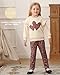 Jecson Toddler Girl Clothes Sets: Round Neck & Soft Outfits Ruffle Long Sleeves Heart-Print Sweatshirt and Leopard Pants Cute Fall Home Out 3T Beige