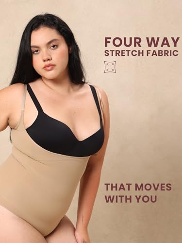 Image of Krvvy Premium Shapewear Bodysuit for Women | Body Shaper With All-Day Comfort, Seamless, Waist Sculpting, Tummy Tucker, Invisible Under Clothes |