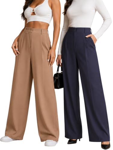 Image of GRECIILOOKS Trousers for Woman | Womens High Rise High Waist Flared Korean Style | Formal Pant for Women Office Wear| Track Pants for Womans Elegant for College & Events (Available in Plus Size)