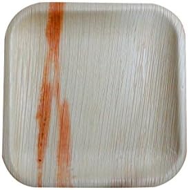 Eco Friendly Palm Leaf 8 Inch Square Plates: 100% Natural, Compostable & Biodegradable, 25 counts