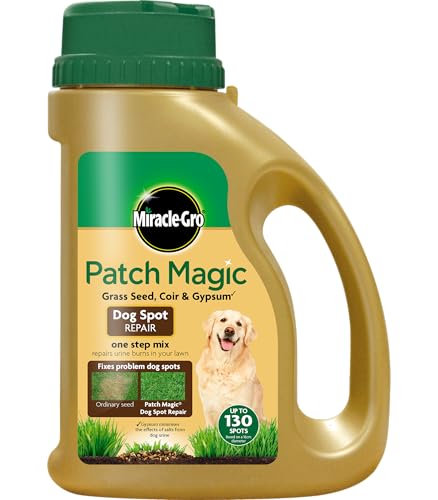 Miracle Gro Patch Magic Dog Spot Repair 1293g Shaker Jar Repairs Dog Urine Patches Easy to Apply Grows Thicker Grass Safe for Pets Quick Results Ideal for Lawn Care