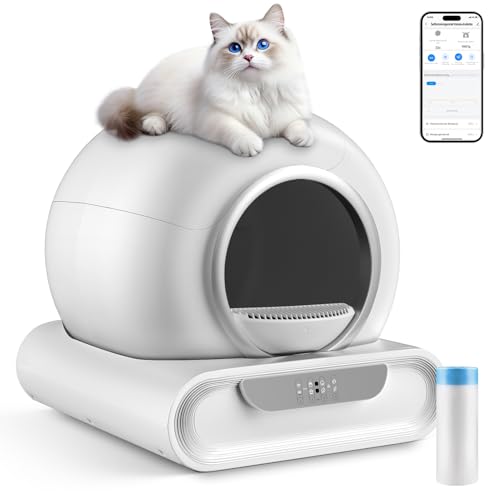 Selbstreinigende Katzentoilette, 68L Elektrisches Katzenklo Selbstreinigend mit APP-Steuerung & Safe Alert & Smart Health Monitor, Automatisches Katzenklo kompatibel Allen Katzenrassen