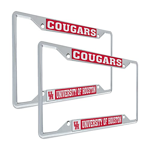 Desert Cactus University of Houston License Plate Frame Metal Car Tag Holder for Front or Back of Car Officially Licensed (Mascot 2-Pack)