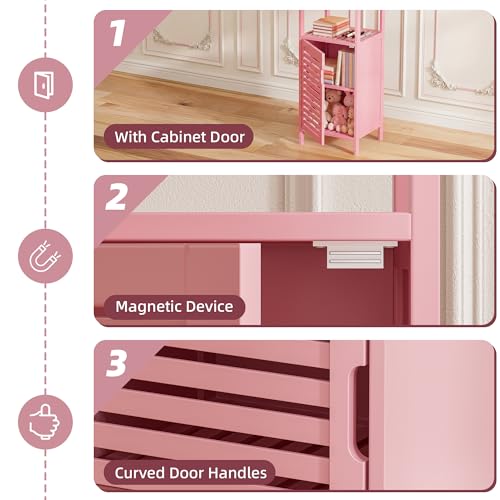 Organizador lateral estrecho independiente de bambú premium rosa 7