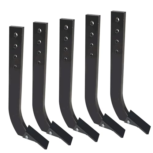 FUYEAR Box Blade Shank 4 Holes Box Scraper Shank 18 Scarifier Shank Ripper Shank with Removable Tapered Teeth and Pins Adjustable Shanks Assembly for Replacement Digging Plowing (5PCS)