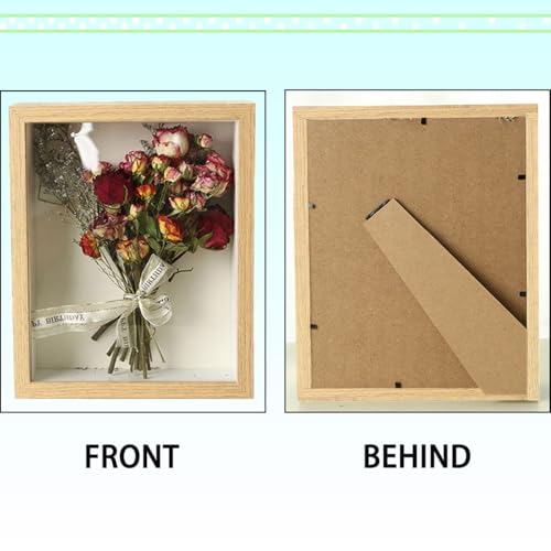 3D Bilderrahmen, 17x22cm Bilderrahmen Tief 3D Objektrahmen Hölzern, Objektrahmen Tief zum Befüllen, 3D Rahmen für Objekte, Blumen, Hochzeitsstrauß oder Erinnerungsstücke
