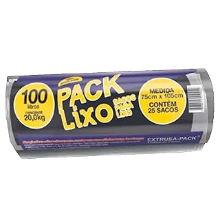 Saco de Lixo Preto 100L 75cmX1,05m c/25 - Extrusa-Pack