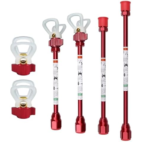 TUDUD 4 PCS Airless Paint Spray Gun Tip Extension Poles Sprayer Extension Rods Spray Painting Wand with 4 PCS Tip Nozzle Guards, 7.87", 9.84", 11.81", 19.69" Cover