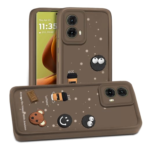 Image of AESTMO Back Case Cover for Motorola Moto G85 5G Back Cover | Cute Fun Cartoon 3D Ball | Coffee Silicone Case | Full Body Protection | Camera Protection Back Cover for Motorola Moto G85 (Brown) | Back Cover
