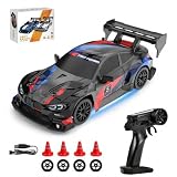 Siereolly Drift Car 1:24 Rennauto Ferngesteuert 20km/h 4WD 2,4 GHz Fernsteuerung Mini RC Car mit Zwei Batterien LED-Leuchten Für Kinder
