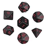 eBoot Polyhedral 7-Die Dice Set for Dungeons and Dragons with Black Pouch (Black)