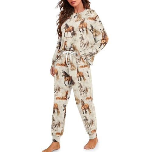 Image of Womens Lounge Set Long Sleeve Soft Pajama Sets
