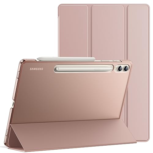 JETech Case for Samsung Galaxy Tab S10 Plus/Tab S9 Plus 12.4-Inch, Translucent Back Tri-Fold Stand Protective Tablet Cover, Support S Pen Charging, Auto Wake/Sleep (Rose Gold) by JETech - Used condition - CA$11.79