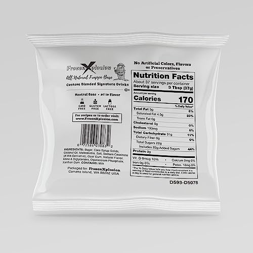 Frozen Xplosion All Natural Frappe & Smoothie Powder Mix Base, 6 Bags - Make Your Own Frappuccinos, Granitas, Soft Serve Ice Cream - Neutral Taste, Shelf Stable - Lactose Free, Gluten Free, No GMOs