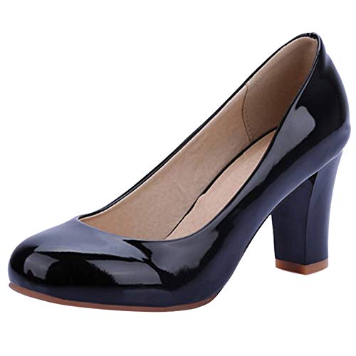 Kaizi Karzi Femme Talons bloc, chaussures décolletées, pour femme, sans Fermeture, chaussures de bureau, Noir, 45 EU Cover