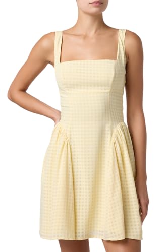 Lulus Blakely Checkered Square Neck Gathered Waist Mini Dress –