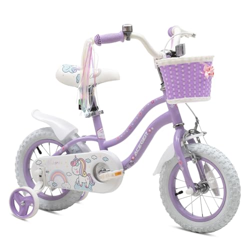 Image of Bixike Princess Style Girls Bike with Basket for 2-13 Years Old Kids and Toddlers, 12 14 16 18 Inch Bicycle for Children with Training Wheels and Streamers, 20 Inch with Kickstand, Multiple Colors