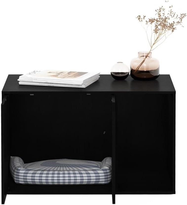 Maklaine Engineered Wood Litter Box Enclosure, Americano Finish, 19.7 x 31.3 x 17.7 in, Contemporary Multifunctional Furniture, Pet Privacy Cabinet or Decorative End Table for Small Pets