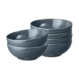 Denby Dark Grey Speckle Set of 6 Coupe Cereal Bowls (Gray)