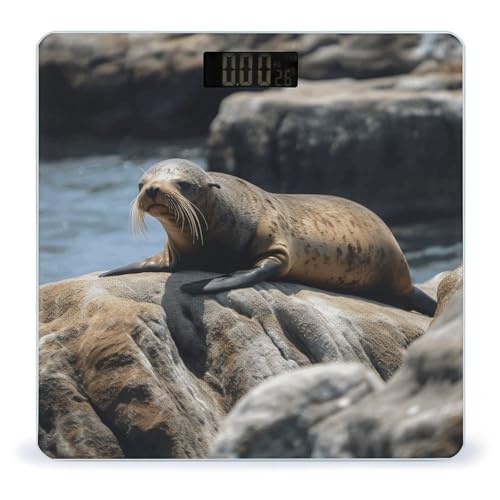 Báscula digital de baño con vidrio templado y pantalla LCD miniatura 1