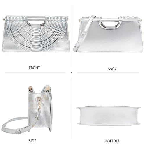 Image of Trendy Woven Evening Clutch Purse Half Round Designer Shoulder /Crossbody Bag Top-Handle Satchel Handbags