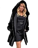 Abrigo De Streetwear con Capucha Sólida Mujer Abrigo De Piel Sintética Caliente Chaqueta Parka De Invierno Negro 4XL