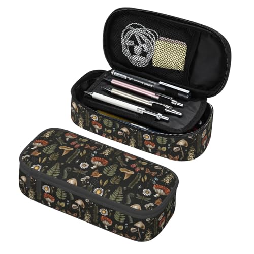 Image of Vintage Mushroom Witchcraft Pencil Case Organizer Big Capacity Pencil Pouch Stationery With Zipper School Supplies Pencil Bag For Girls Boys Office