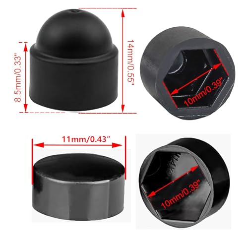 Yujielbd NUT PROTECTIVE CAP ，Hex Head Bolt Covers& Dome Head Plastic Bolt Caps Black Hexagonal Protective Cap Exposed thumb #2