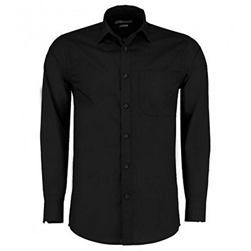 Kustom Kit Mens Long Sleeve Tailored Poplin Shirt (18) (Black)