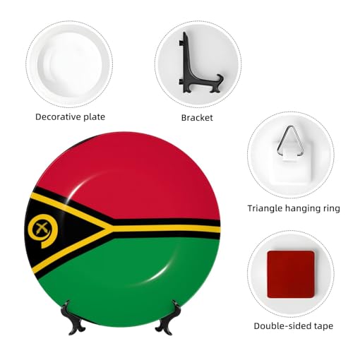 Plato de Vanuatu de 10 pulgadas con soporte de regalo para coleccionistas de banderas 5