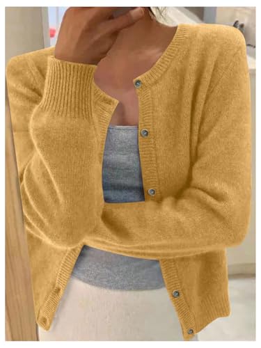 Image of SHENHE Women's Crewneck Button Down Long Sleeve Cardigan Loose Casual Sweater Top