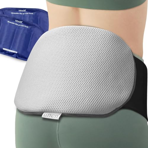 UNCN Versatile Ice Pack for Back Pain Relief | 2 Ice Packs for Injuries with Strap 34×21 Gel Cold Compress for Sciatica, Lower Lumbar, Waist Long Lasting Hot Cold Therapy with Thermal Bag