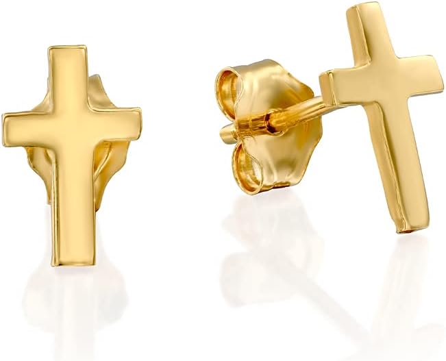 Cross Stud Earrings – Gold, Rose Gold or Sterling Silver, Dainty Christian Jewelry Gift for Her
