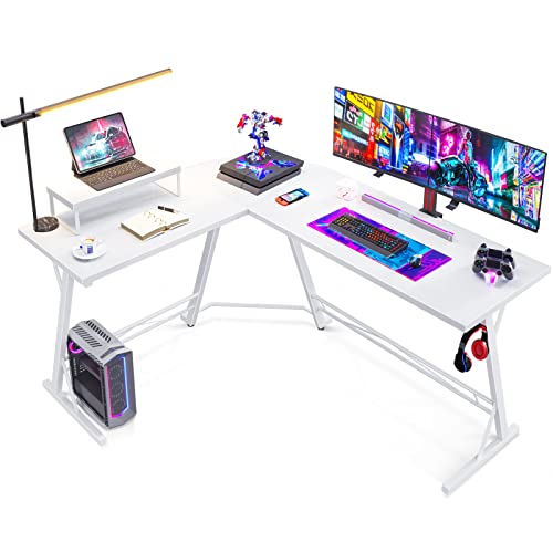 Casaottima Gaming Desk L Shaped Computer Desk, Corner Desk For Home Office With Monitor Stand 58", Pure White #TOP11