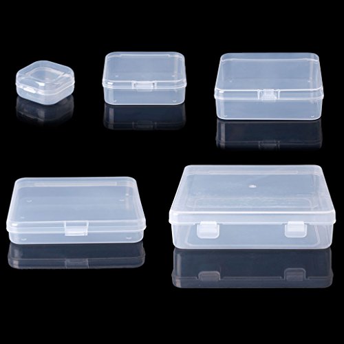 Amrka Square Storage Boxes, Transparent Plastic Box Jewelry Beads Crafts Case Containers (5#: 5.74"X5.74"X1.38") #TOP2