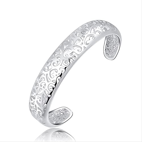 Bracelet manchette ajustable fleurs creuses, le cadeau de fiançailles