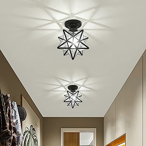 Lanterne en verre transparent style pentagramme pour plafond chic