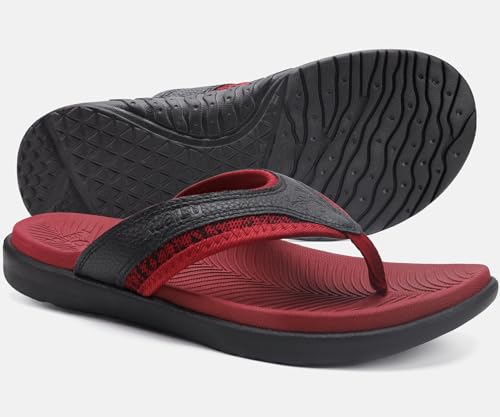 Image of KuaiLu Mens Sport Flip Flops Comfort Orthotic Thong Sandals with Plantar Fasciitis Arch Support Outdoor Summer Beach Size 7~15
