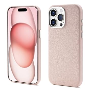 Capa de couro para iPhone15 Pro Max, Compatível com MagSafe e carregamento sem fio, À prova d'água de choque e de sujeira, Botões de metal e moldura da câmera, Capa para iPhone (rosa, 15 Pro Max)
