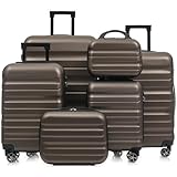 MATONELL 6-Piece ABS Hardshell Luggage Set - Lightweight Durable Suitcases with Dual Spinner Wheels, Carry-On & Check-In Sizes (12-28 Inch) for Travel & Business