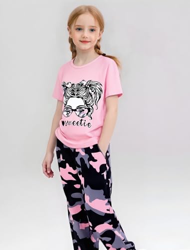 Image of Girl Clothes Cute Cool Girl Tops Splicing Pants 2 Piece Girls Summer Outfits 6-14 Years