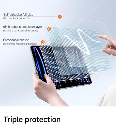 Image of SMARTDEVIL 2 Pack Screen Protector for iPad Air 5th /4th (2022 /2020),iPad Pro 11 Inch (2022 /2021 /2020) with Easy-Install Tray[Military Grade Shatterproof]9H+ Hardness Tempered Glass, HD Clarity, Dust & Bubble Free