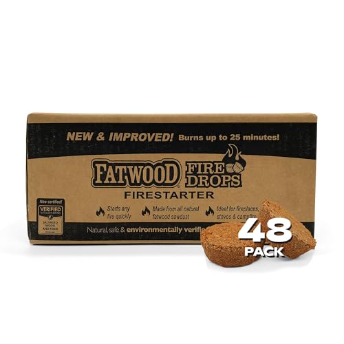 Better Wood Products Fatwood Firedrops Firestarters, 1 count (pack of 48)