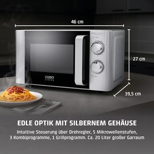 CASO MG 20 Ecostyle Ceramic - Design Mikrowelle mit Grill, Testsieger Haus & Garten Test, größere Nutzfläche dank CASOTEK Boden, 20 Liter, Garen auf zwei Ebenen – Bild 4