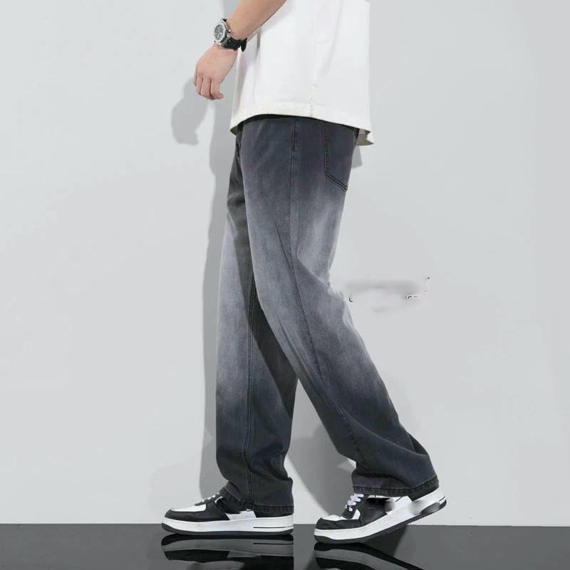 Gradient Jeans Men Summer Smooth Lyocell Fabric Wide Leg Pants Wear Slacks Street Denim Pants Retro Thin Trousers4