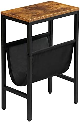 Small End Tables for Small Spaces – Small Side Table Living Room – Industrial Small Nightstand Bedroom –Narrow End Table – Slim Skinny Bedside Table – Little Thin Accent Table Tiny Drink Table