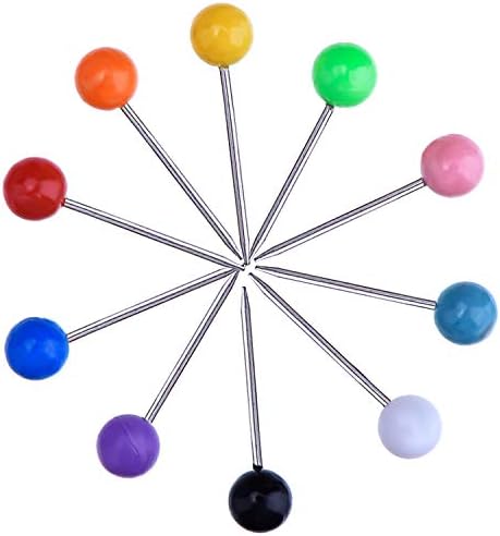 500 Pieces Map Push Pins Map Tacks Plastic Round Head Tacks with Steel Points, 1/8 Inch, 10 Colors