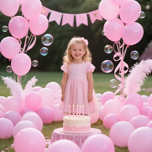 Image of 200pcs Light Pink Balloons 5 Inch, Small Mini Latex Balloons for Party Birthday Baby Shower Anniversary Festival Arch Garland Decoration