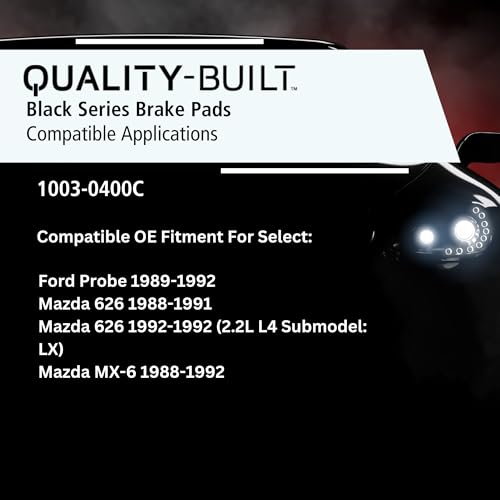 Image of QUALITY-BUILT Rear Ceramic Brake Pads, Black Series 1003-0400C, Compatible with 1988-1992 Ford /Mazda (626, MX-6, Probe)